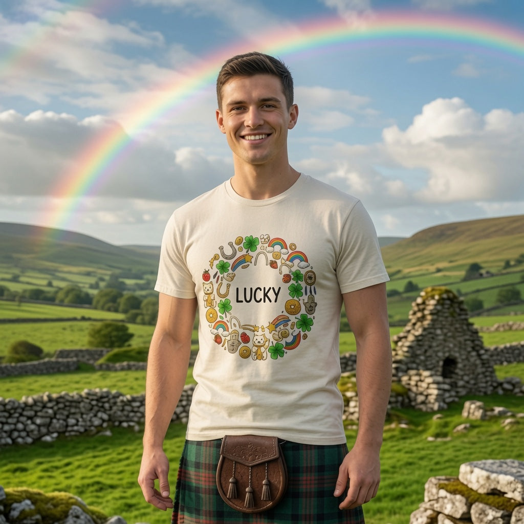 Lucky Shamrock & Rainbow T-Shirt — St. Patrick’s Day Good Luck Tee