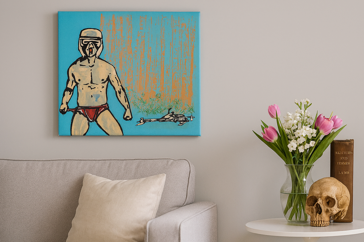 Original Pop Graffiti Galactic Beefcake Wall Art – Campy Scout Trooper   12" x 12" square.