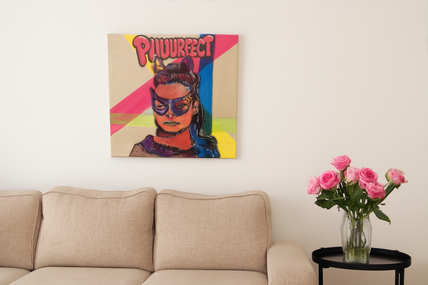 Original Pop Graffiti Art Eartha Kitt Fierce Feline Queen Pop Art 14" x 14" Square