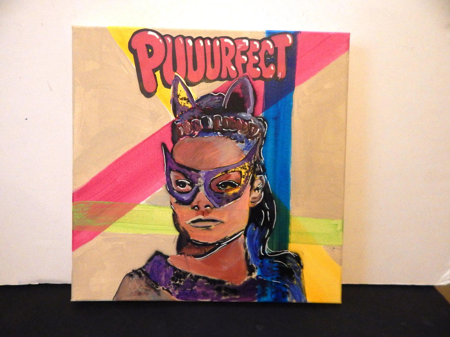 Original Pop Graffiti Art Eartha Kitt Fierce Feline Queen Pop Art 14" x 14" Square