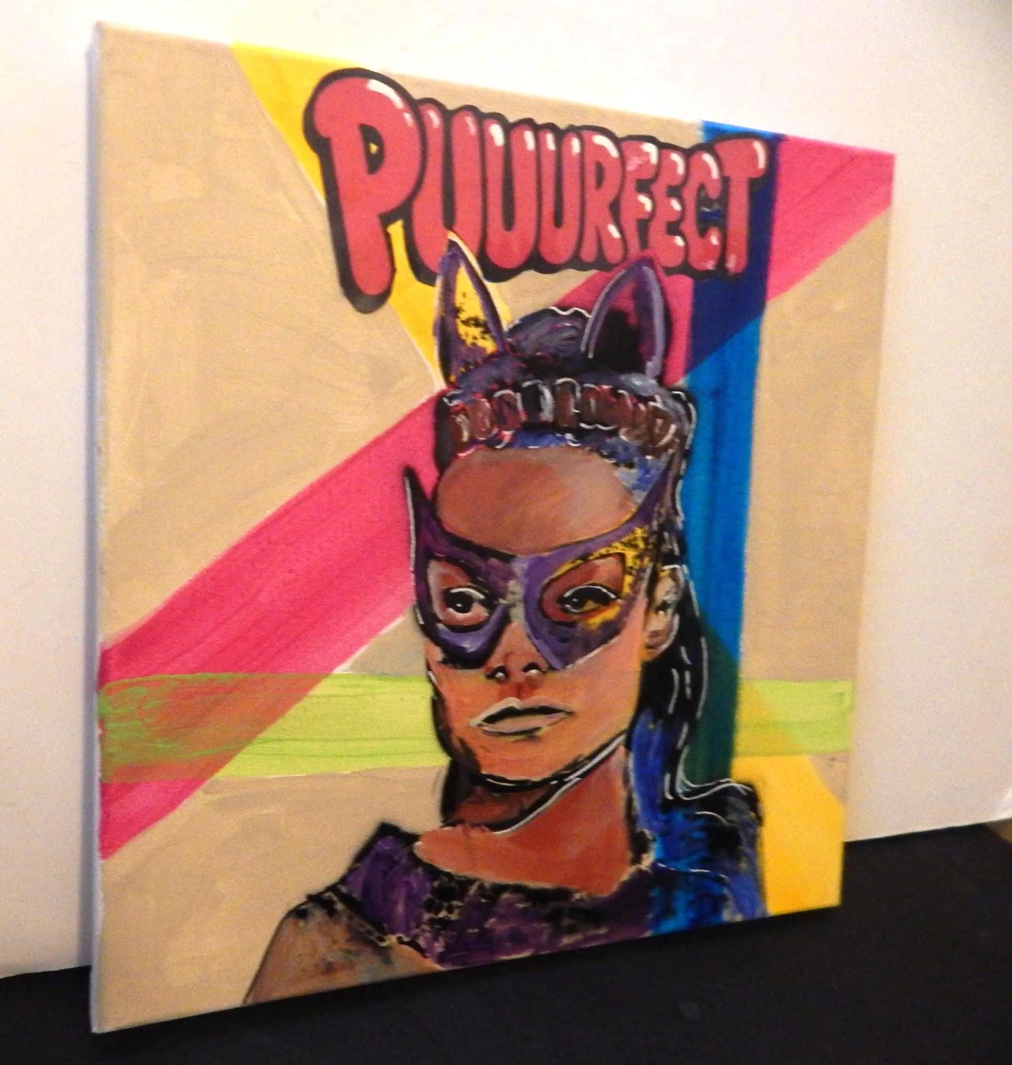 Original Pop Graffiti Art Eartha Kitt Fierce Feline Queen Pop Art 14" x 14" Square