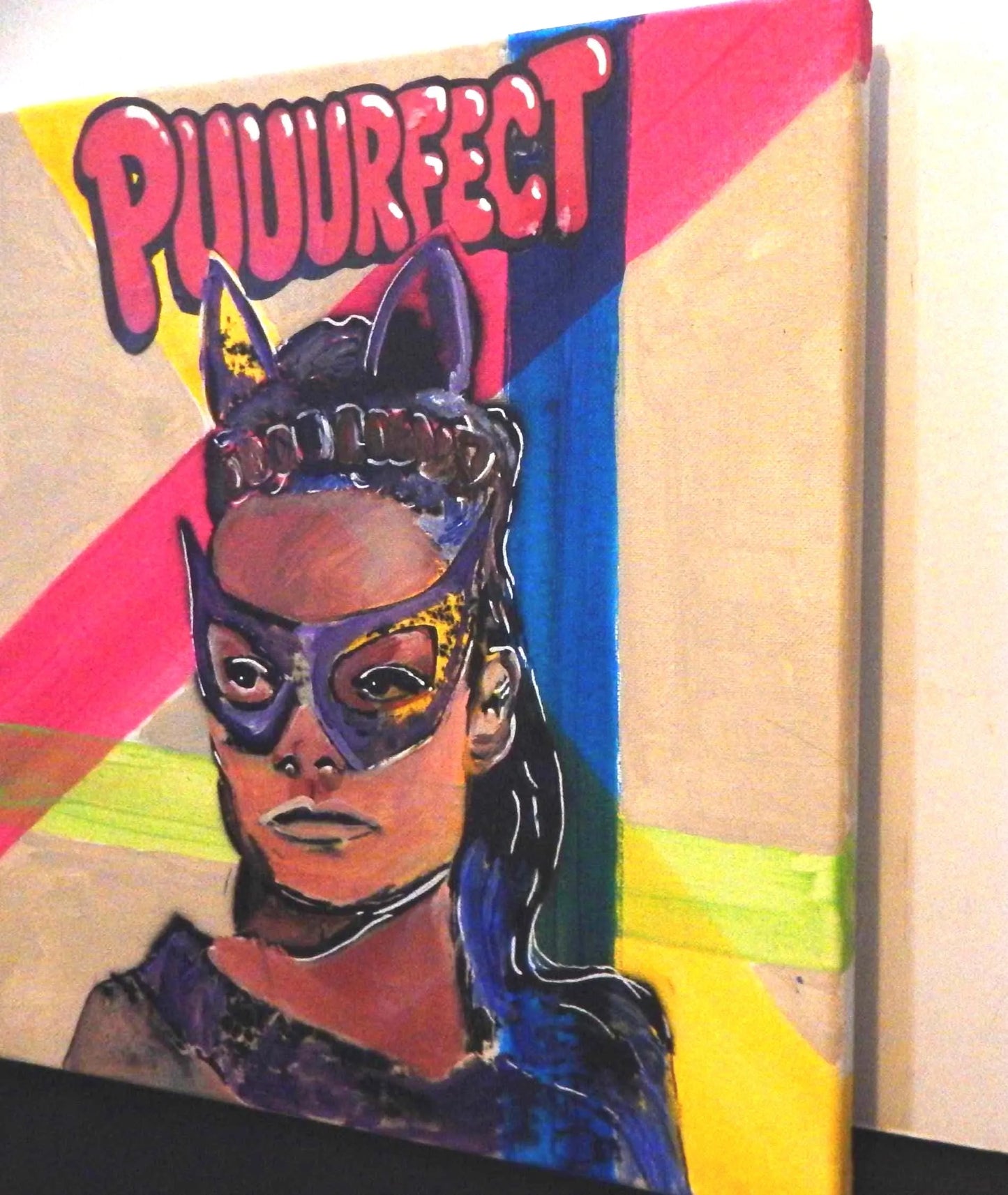 Original Pop Graffiti Art Eartha Kitt Fierce Feline Queen Pop Art 14" x 14" Square