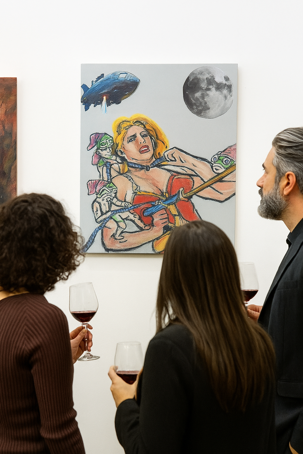 Original Graffiti Painting – Sci-Fi Femme Showdown  Comic Book Chaos Meets Street Art 12"x16"