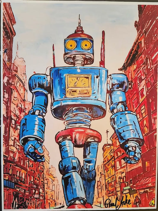 Retro Robot Cityscape - Limited Edition Enhanced 8" x 10" Print