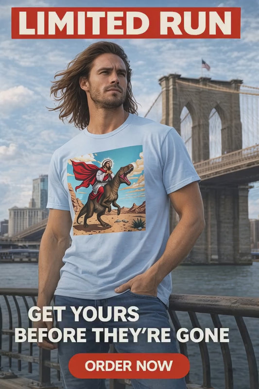 “Jurassic Jesus: Divine Desert Rampage” T-Shirt