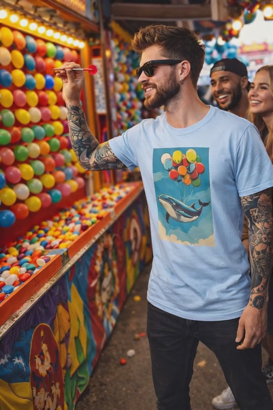 Skybound Leviathan – Surreal Whale Balloon T Shirt