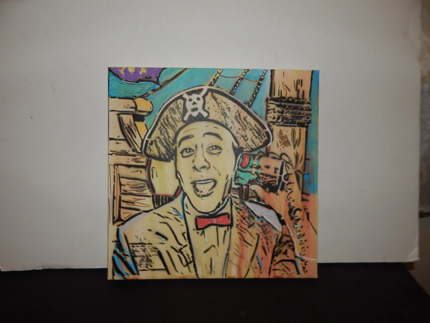 Original Pop Graffiti Pee-Wee on a Can Phone Pop Art 14" x 14" Square from Lucky Studios