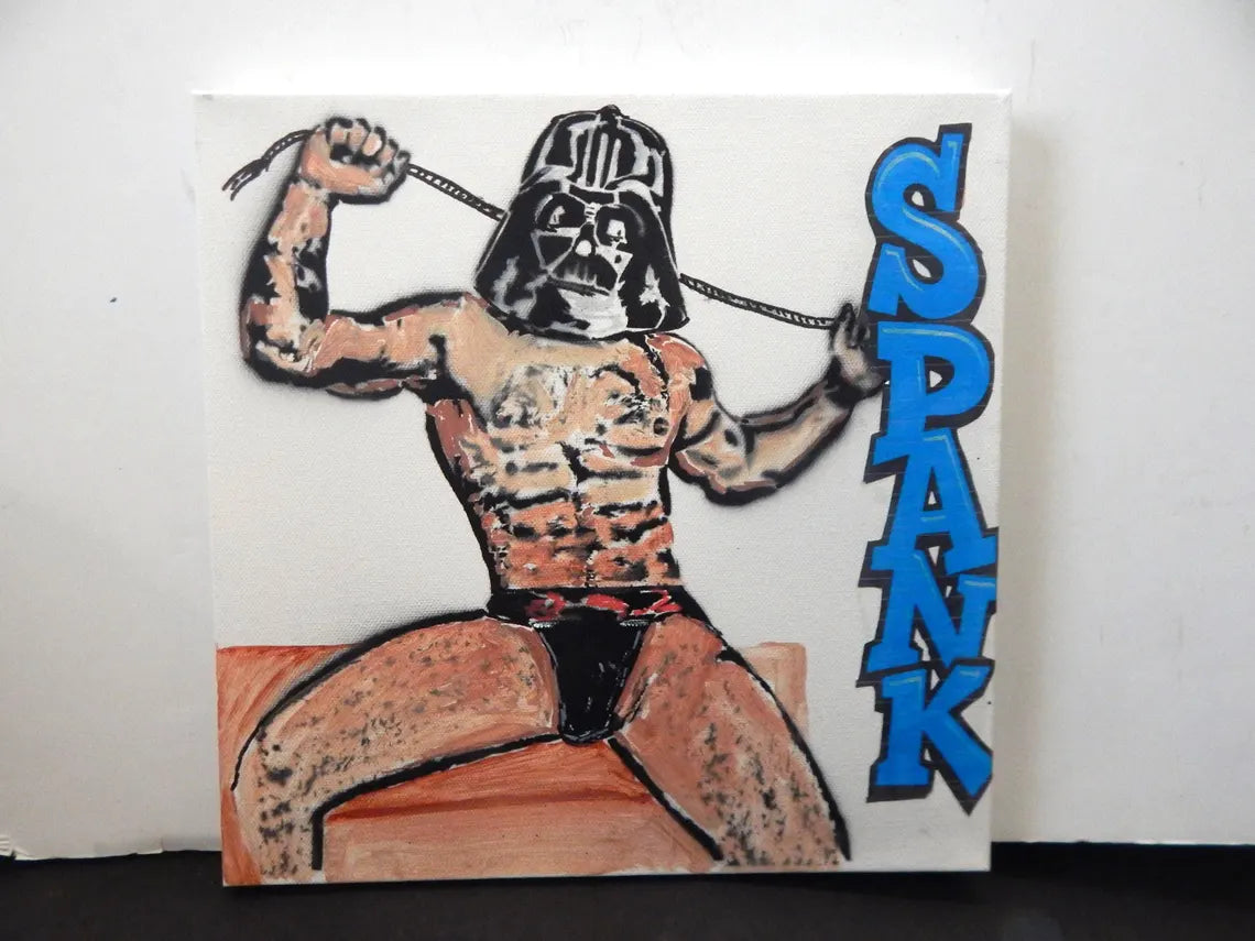 SPANK ME, Sith Daddy  – Original 12x12 Pop Art Painting – Retro Space Drama Meets Comic Book Chaos