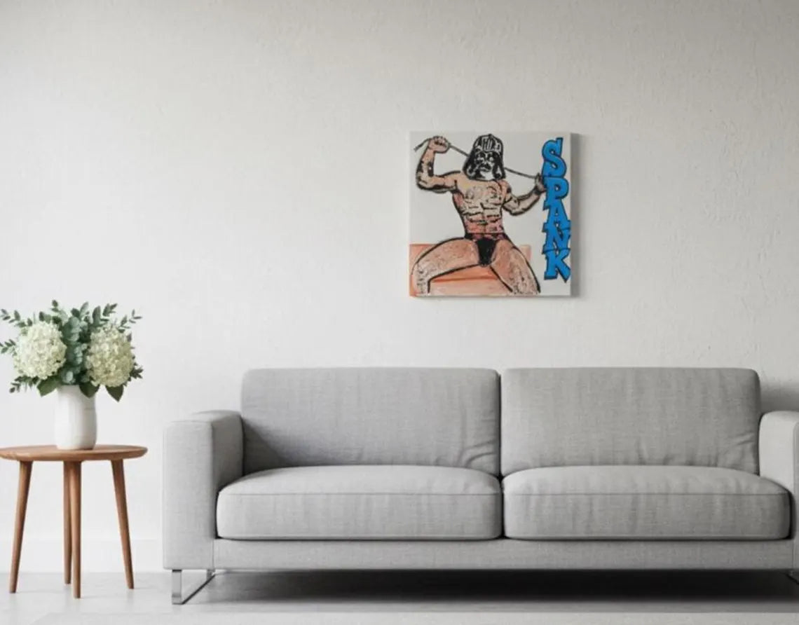 SPANK ME, Sith Daddy  – Original 12x12 Pop Art Painting – Retro Space Drama Meets Comic Book Chaos