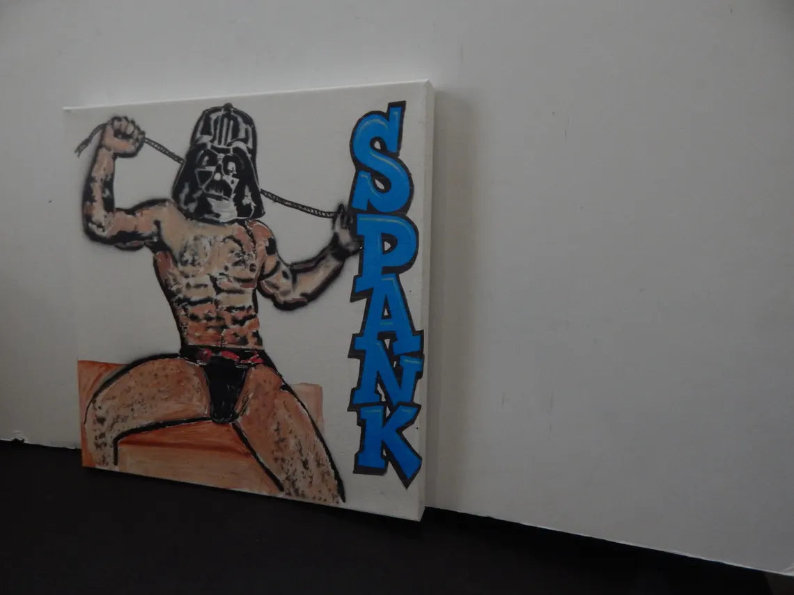 SPANK ME, Sith Daddy  – Original 12x12 Pop Art Painting – Retro Space Drama Meets Comic Book Chaos